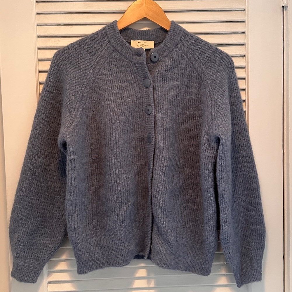 Sezane Othello Cardigan in ice blue